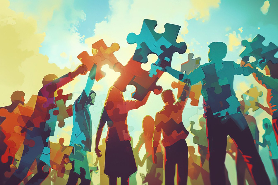 Unternehmen Zusammenarbeit und Teamgeist